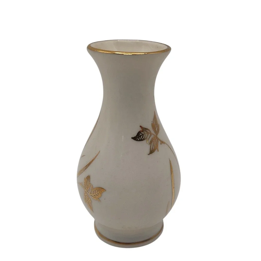 Kerafina Porzellan Vase KPM Bavaria Germany‎ Cream Gold Trim Leaves